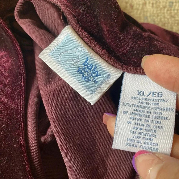 BABY&ME Purple XL Maternity Casual Velvet Velour V Neck Top LongSleeve Holiday - Picture 4 of 10